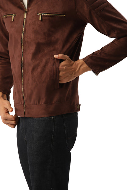 Leather Retail Men's Suede Faux Coffee Leather Jacket ( LRSUDTWCO )