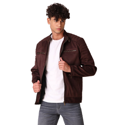 Leather Retail Men's Suede Faux Coffee Leather Jacket