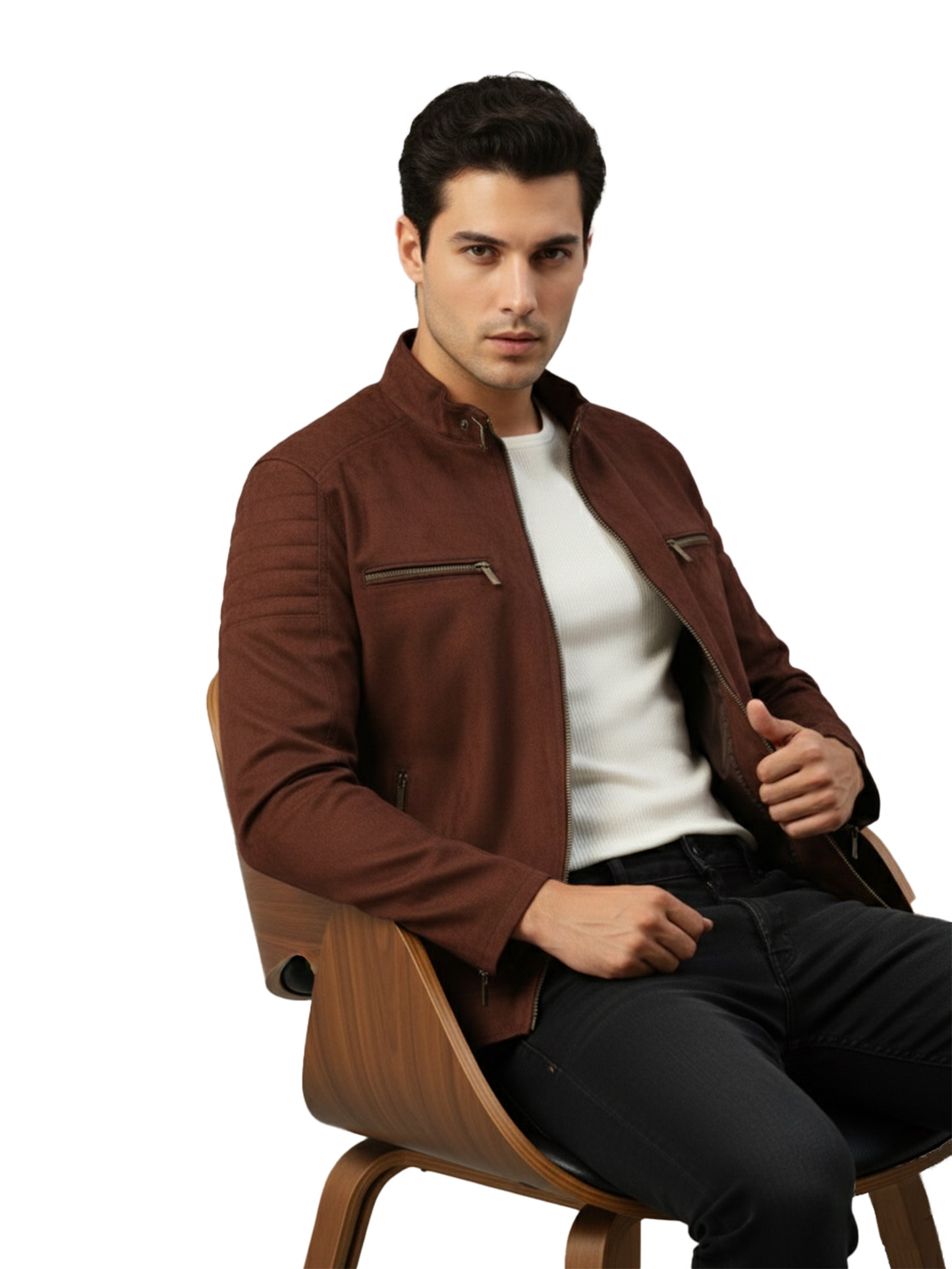 Leather Retail Men's Suede Faux Coffee Leather Jacket ( LRAISUDTWCO )