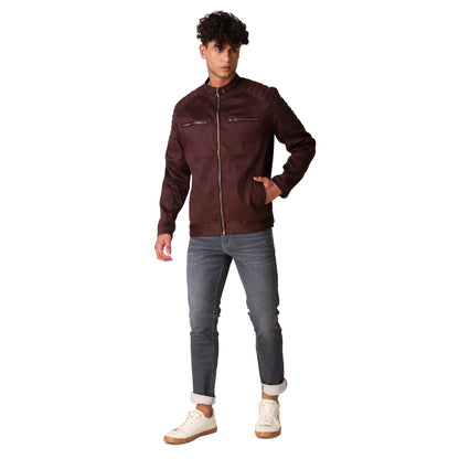Leather Retail Men's Suede Faux Coffee Leather Jacket