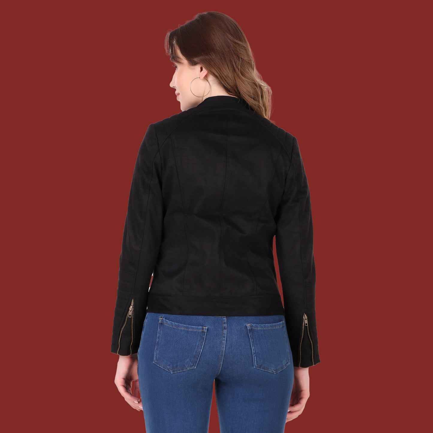 Leather Retail Women's Suede Faux Leather Jacket(LRSUDWBN)