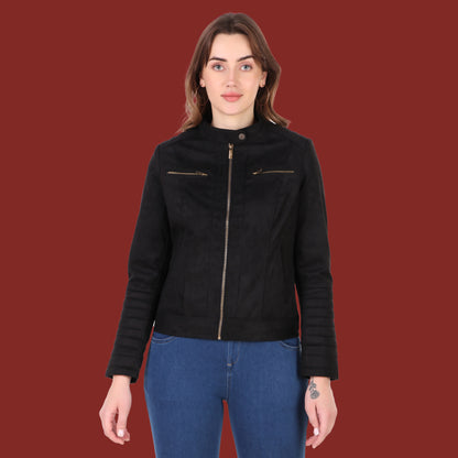 Leather Retail Women's Suede Faux Leather Jacket(LRSUDWBN)