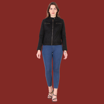 Leather Retail Women's Suede Faux Leather Jacket(LRSUDWBN)