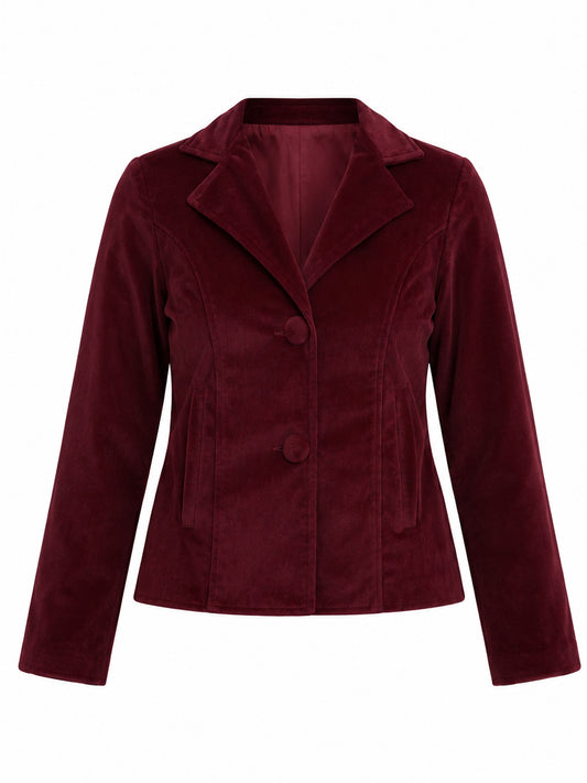 Leather Retail Women Full Sleeve Velvet Two Button Mahroon Jacket