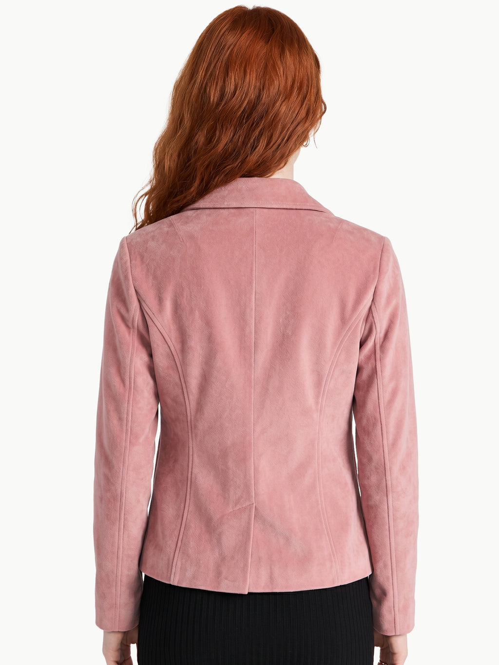 Leather Retail Women Full Sleeve Velvet Two Button Pink Jacket ( LRVEL2BPN )