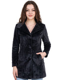 Leather Retail Long Winter Wear Velvet Jacket For Women's ( LRVEL3BBL )