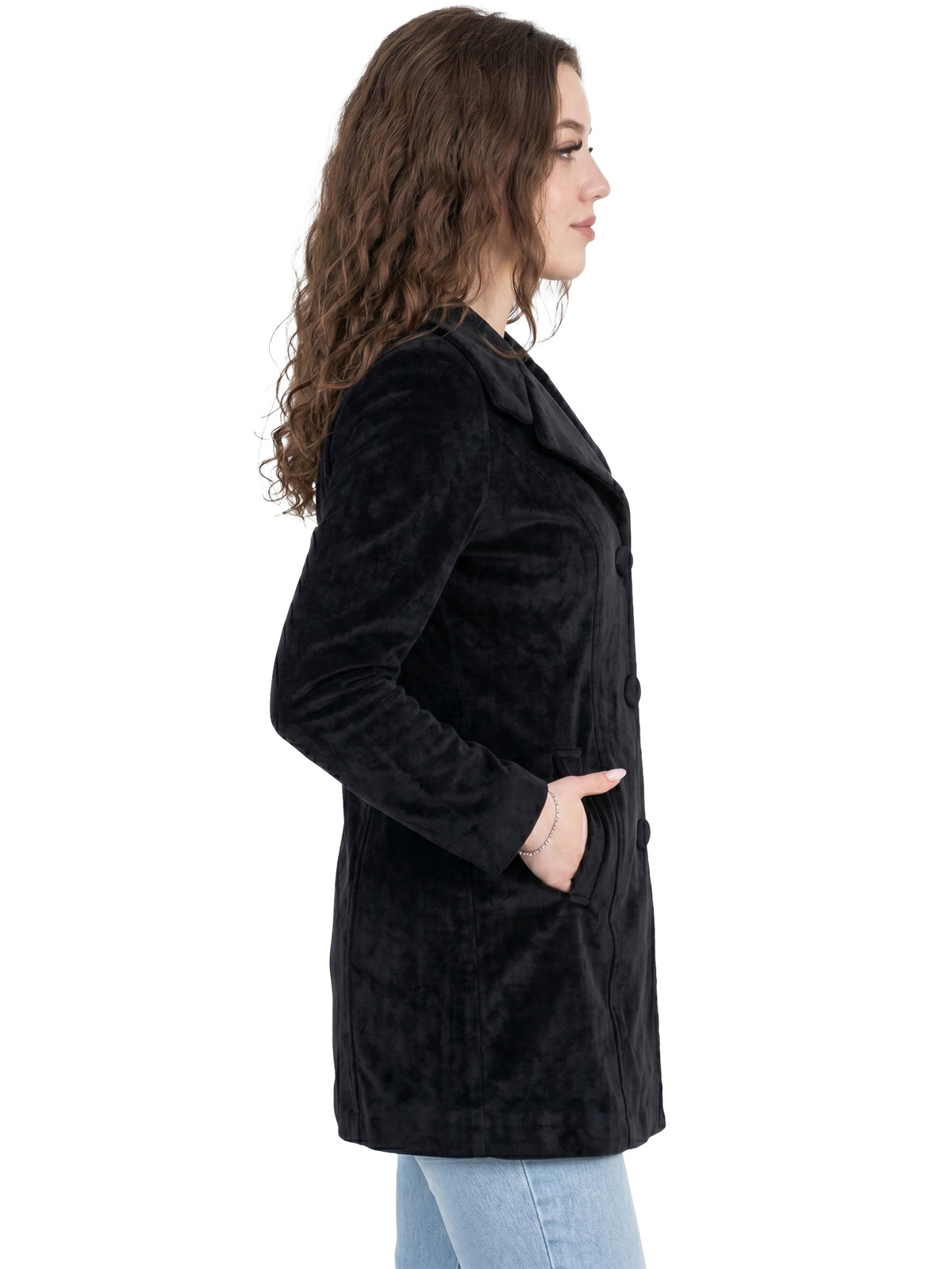 Leather Retail Long Winter Wear Velvet Jacket For Women's