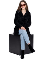 Leather Retail Long Winter Wear Velvet Jacket For Women's ( LRVEL3BBL )