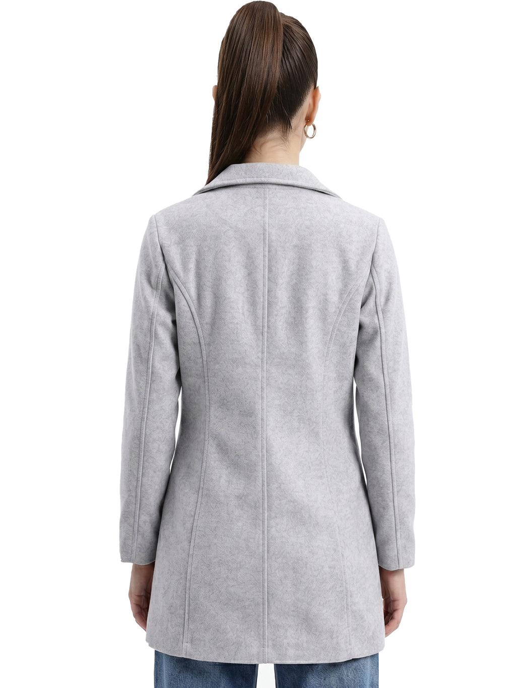 Leather Retail Women Full Sleeve Velvet Three Button Grey Jacket ( LRVEL3BGE )