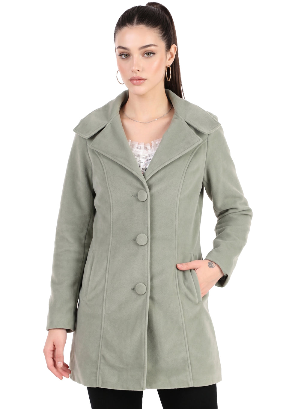 Leather Retail Long Winter Wear Velvet Jacket For Women's ( LRVEL3BGR )