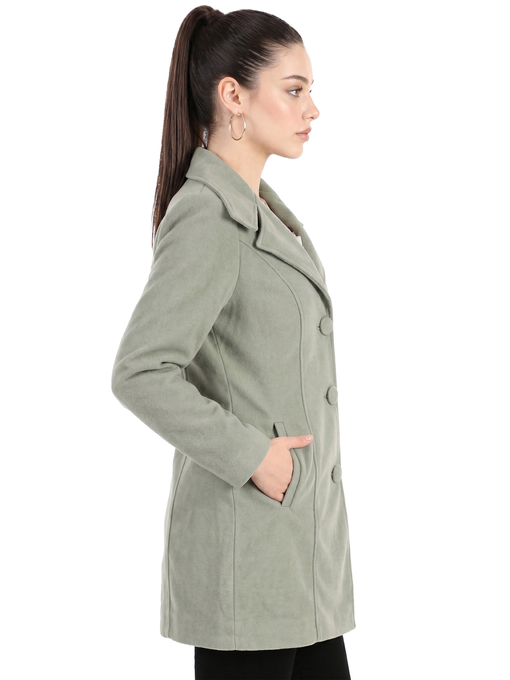 Leather Retail Long Winter Wear Velvet Jacket For Women's ( LRVEL3BGR )