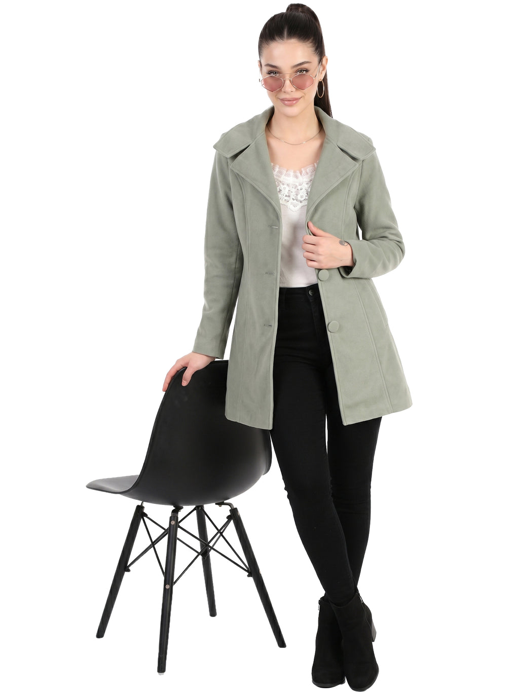 Leather Retail Long Winter Wear Velvet Jacket For Women's ( LRVEL3BGR )