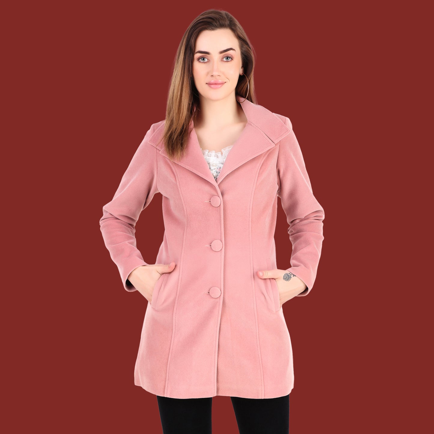 Leather Retail Long Winter Wear Velvet Jacket For Women's(LRVEL3BPN)