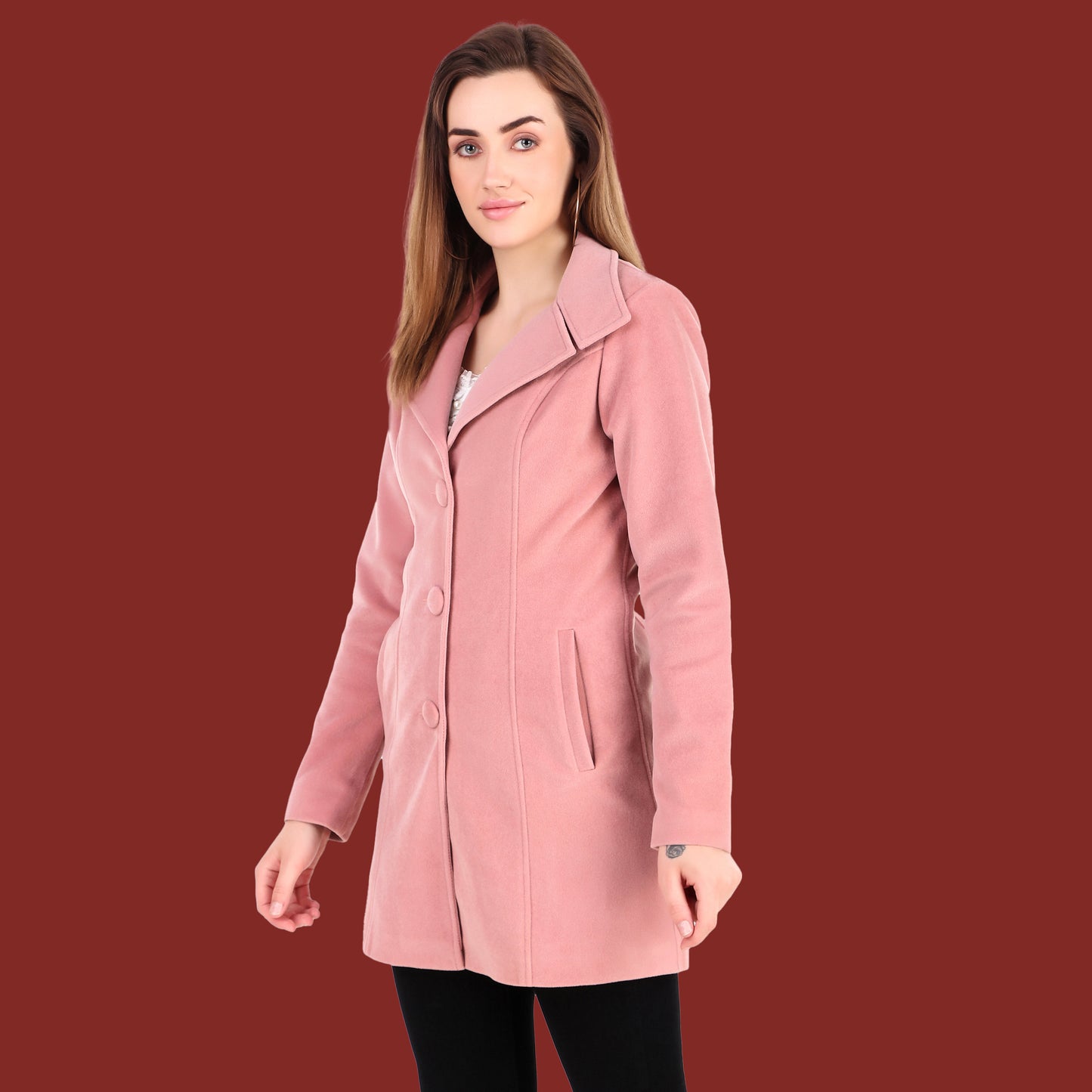 Leather Retail Long Winter Wear Velvet Jacket For Women's(LRVEL3BPN)