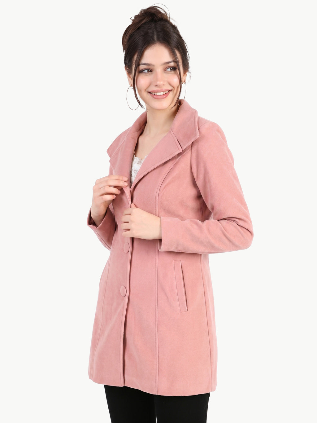 Leather Retail Long Winter Wear Velvet Jacket For Women's( LRVEL3BPN )