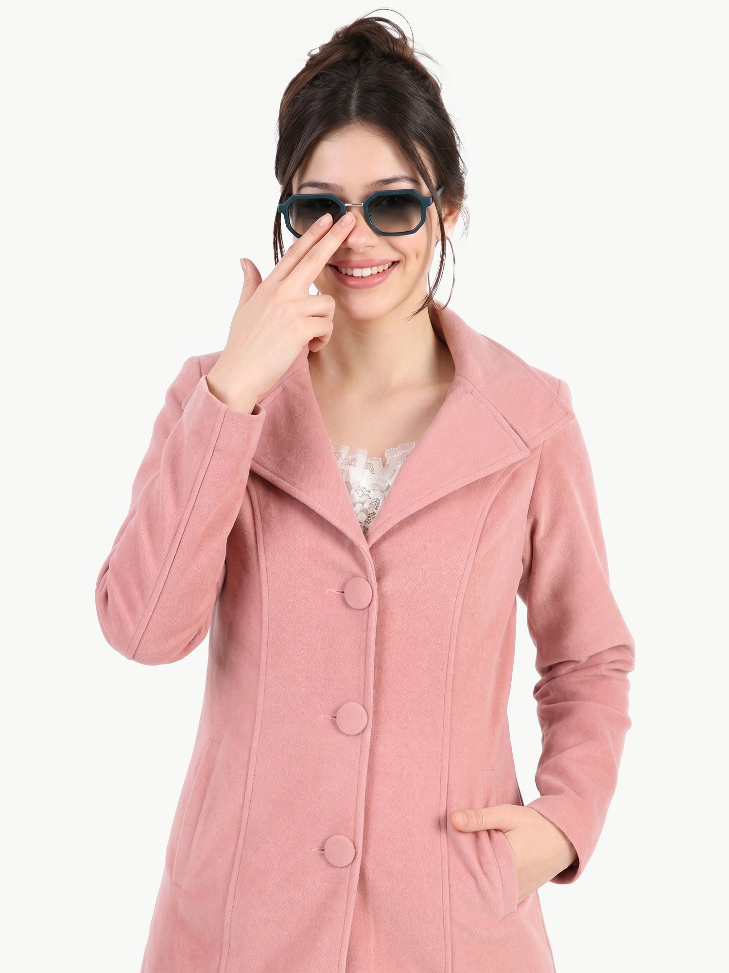 Leather Retail Long Winter Wear Velvet Jacket For Women's( LRVEL3BPN )