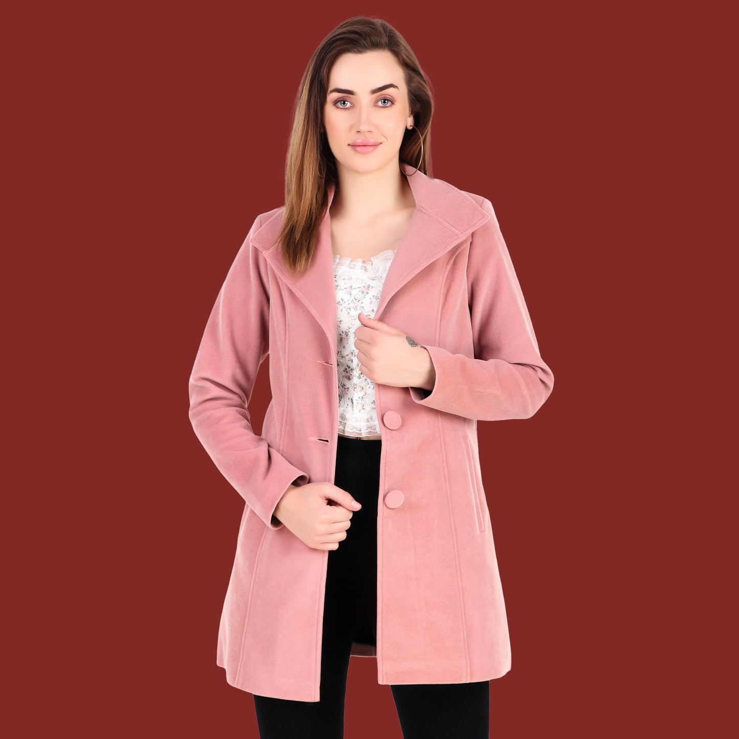 Leather Retail Long Winter Wear Velvet Jacket For Women's(LRVEL3BPN)