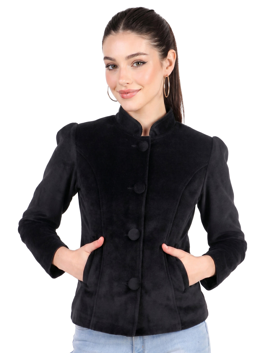 Leather Retail Coat Winter Wear Velvet Jacket For Women's ( LRVEL4BBL )