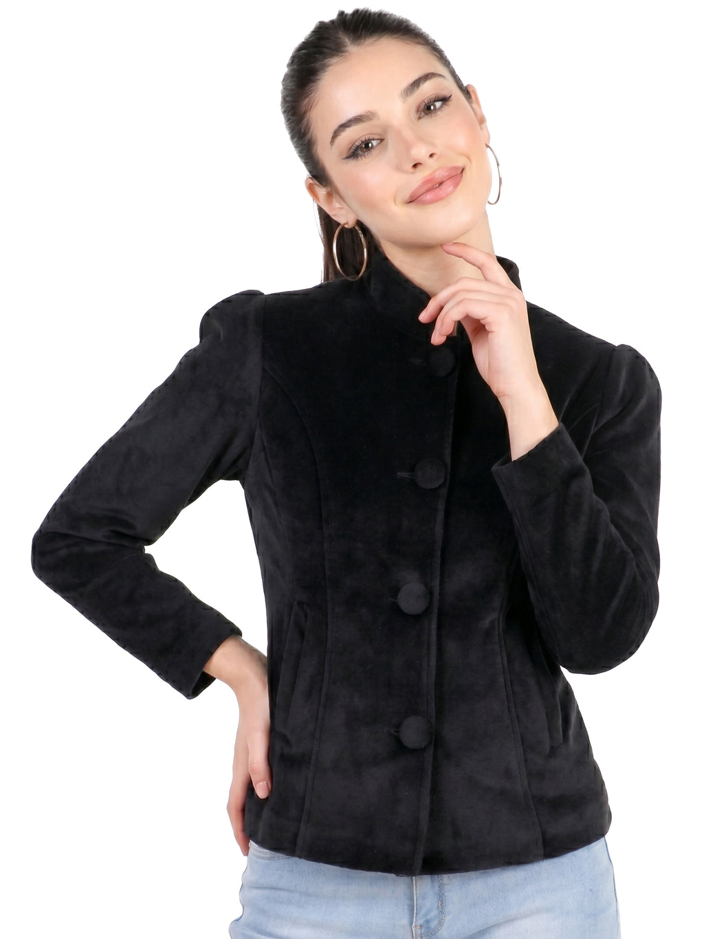 Leather Retail Coat Winter Wear Velvet Jacket For Women's ( LRVEL4BBL )
