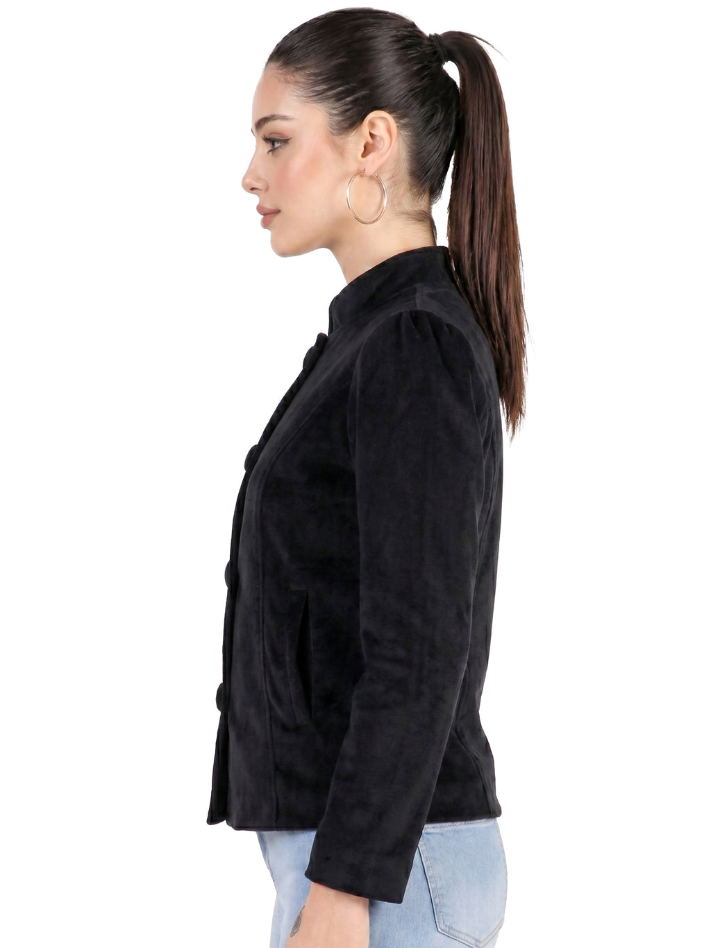 Leather Retail Coat Winter Wear Velvet Jacket For Women's ( LRVEL4BBL )