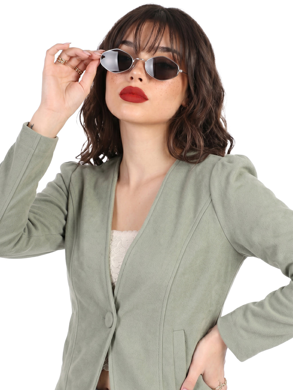 Leather Retail Single Button Winter Wear Velvet Jacket For Women's ( LRVELSBGR )