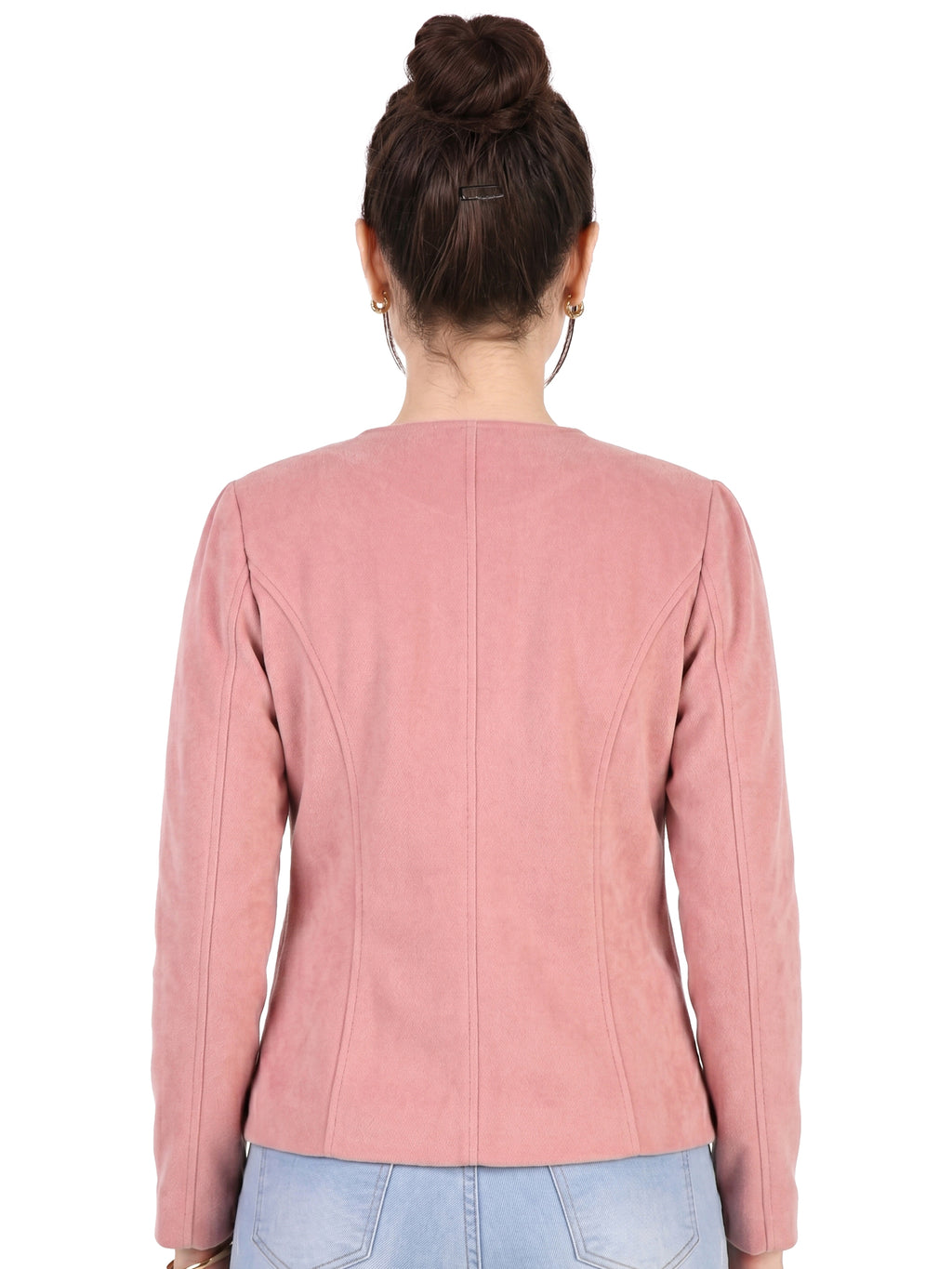 Leather Retail Single Button Winter Wear Velvet Jacket For Women's ( LRVELSBPN )