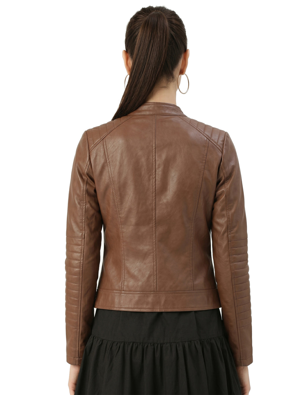 Leather Retail Full Sleeve Solid Jacket for Women's ( LRWBR )