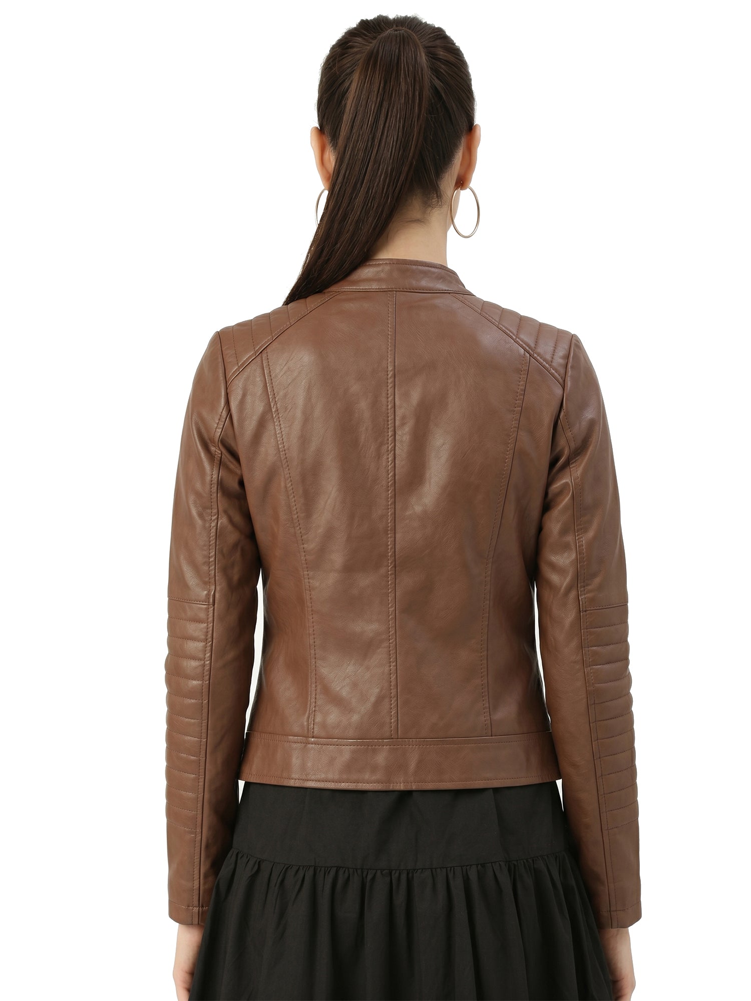 Leather Retail Full Sleeve Solid Jacket for Women's ( LRWBR )