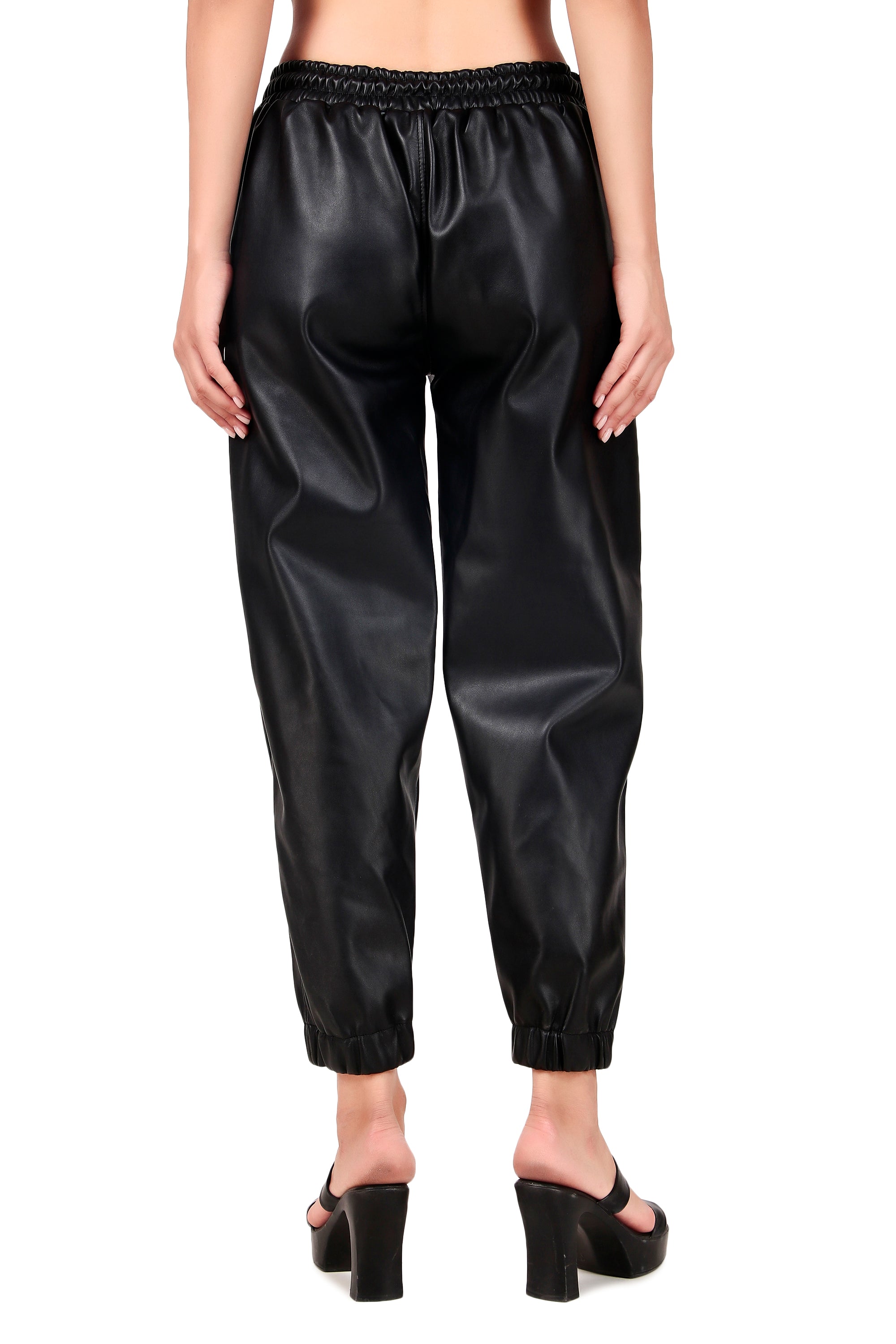 Leather retail luxury and comfort with  Faux Leather trousers for women's and girl's ( LRTRS2BL )