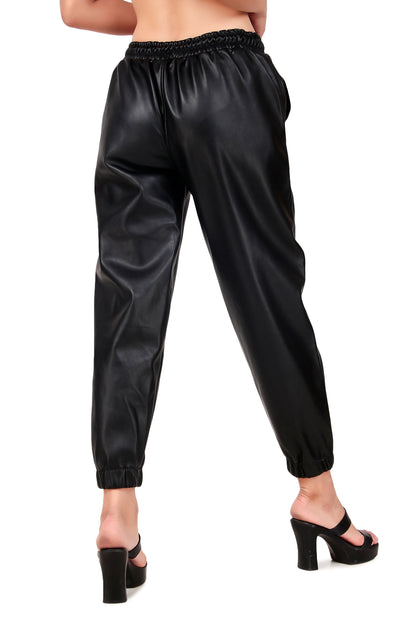Leather retail luxury and comfort with  Faux Leather trousers for women's and girl's ( LRTRS2BL )