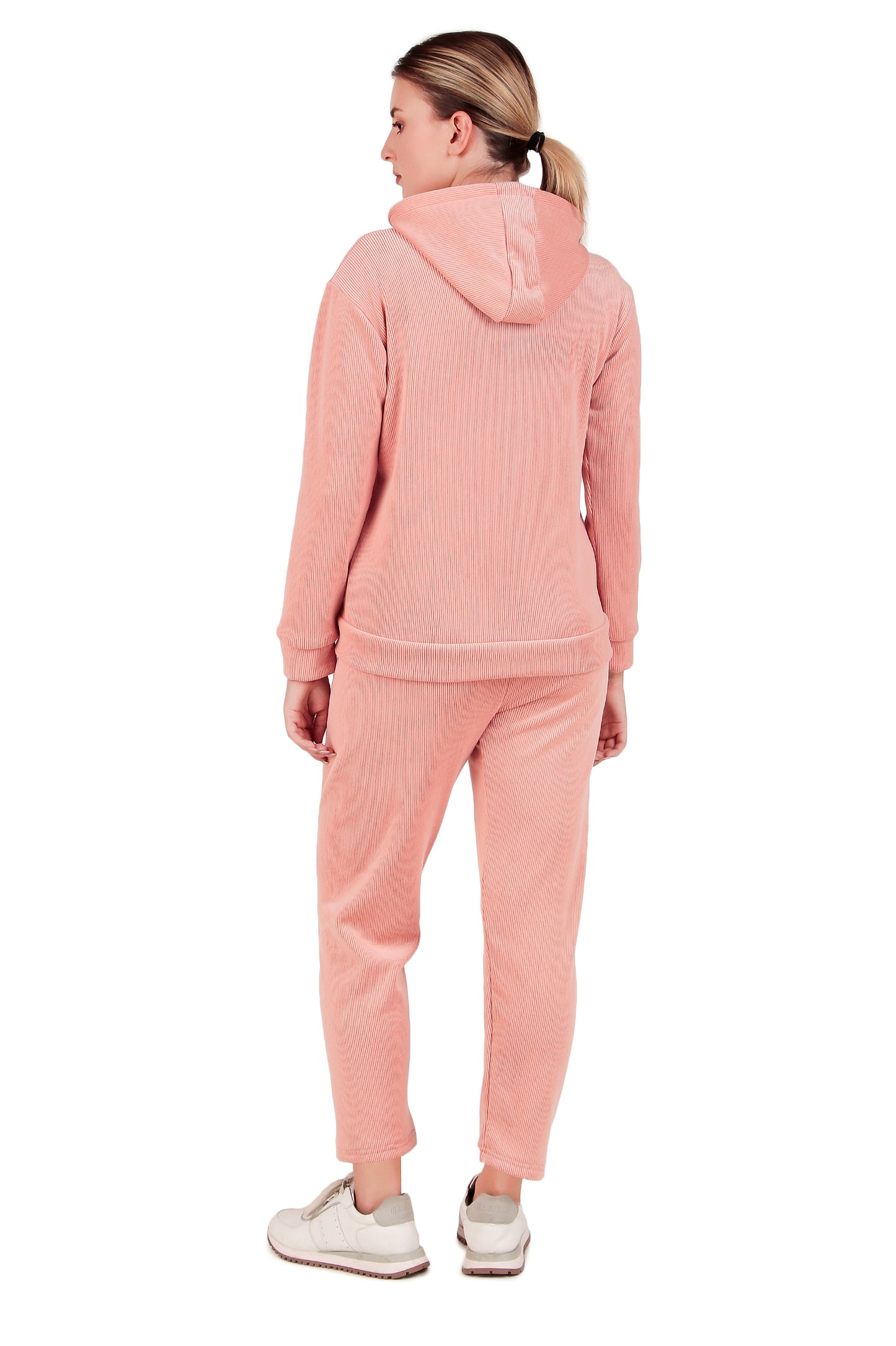 Leather Retail velvet regular fit track suit for Women's (Pink)