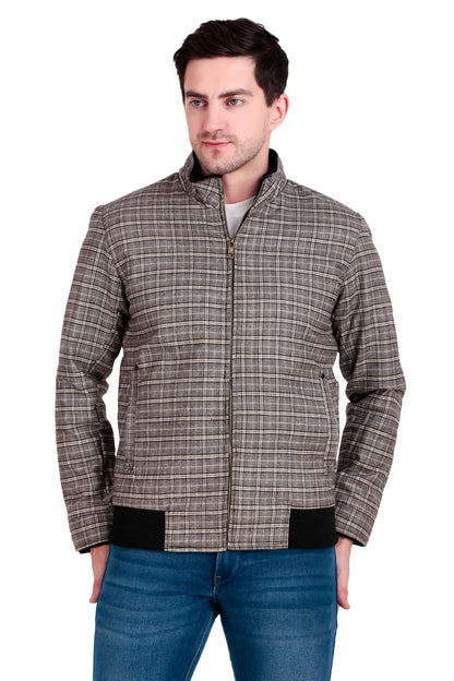 Leather Retail Coffee-White Checkered Multicolor Tweed Jacket ( LRCHECKTD1J )