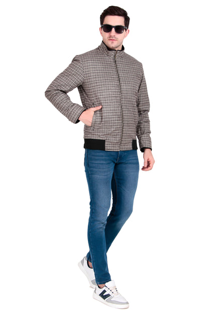 Leather Retail Coffee-White Checkered Multicolor Tweed Jacket ( LRCHECKTD1J )