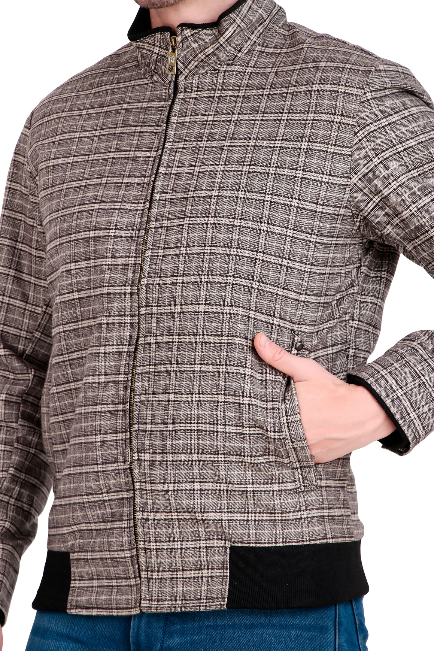 Leather Retail Coffee-White Checkered Multicolor Tweed Jacket ( LRCHECKTD1J )