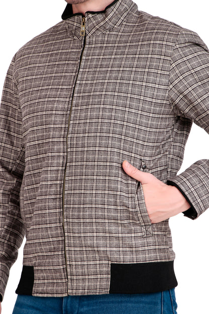 Leather Retail Coffee-White Checkered Multicolor Tweed Jacket ( LRCHECKTD1J )