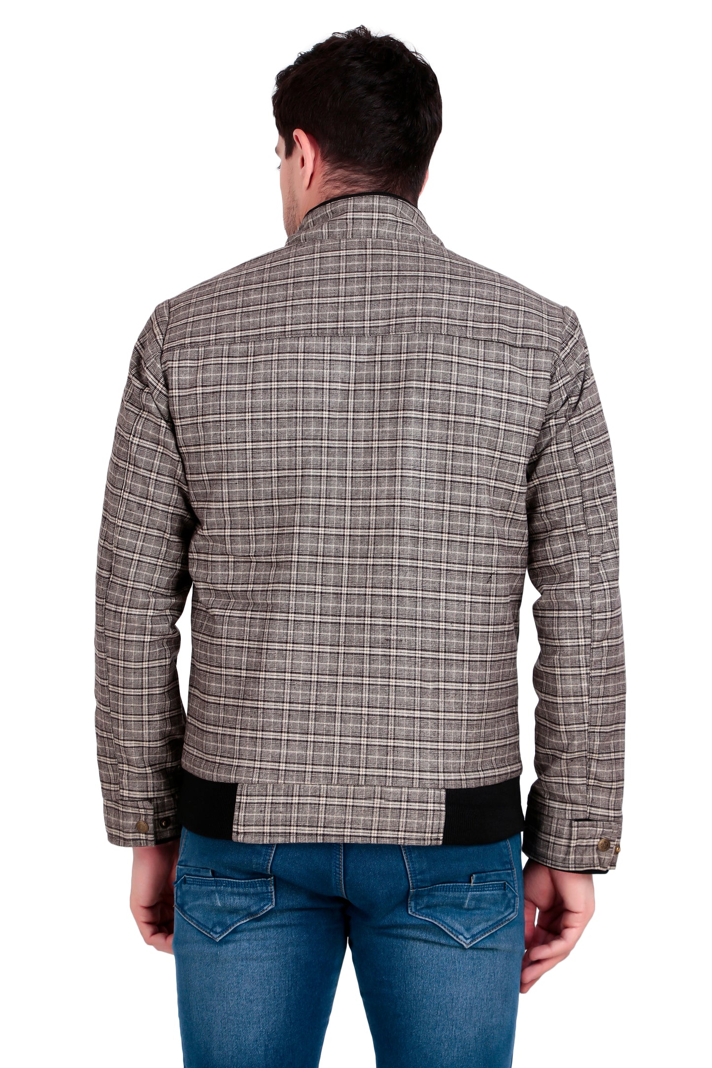 Leather Retail Coffee-White Checkered Multicolor Tweed Jacket ( LRCHECKTD1J )