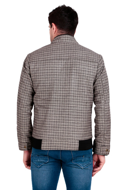 Leather Retail Coffee-White Checkered Multicolor Tweed Jacket ( LRCHECKTD1J )