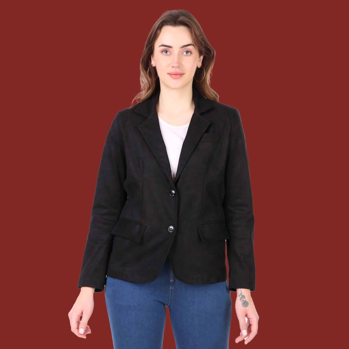 Leather Retail Women's Suede Faux Leather Jacket(LRSUDCOBL)