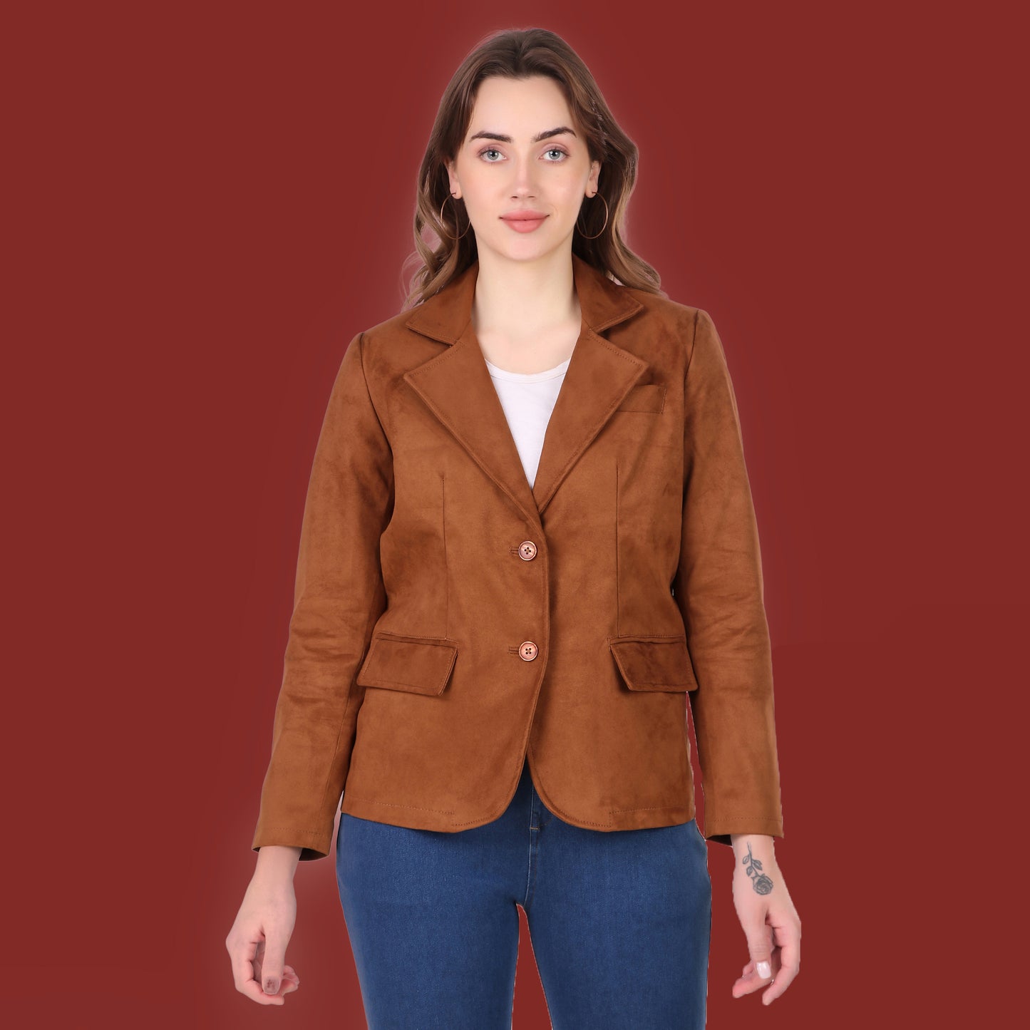 Leather Retail Women's Suede Faux Leather Jacket (LRSUDCOBR)