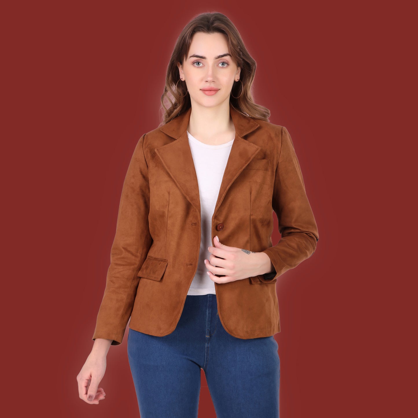 Leather Retail Women's Suede Faux Leather Jacket (LRSUDCOBR)