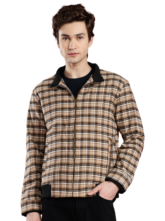 Leather Retail Men's Tweed Biker Jacket ( LRCHECKTD1A )