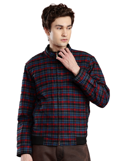 Leather Retail Men's Tweed Biker Jacket ( LRCHECKTD1H )
