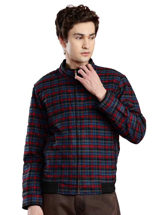 Leather Retail Men's Tweed Biker Jacket ( LRCHECKTD1H )