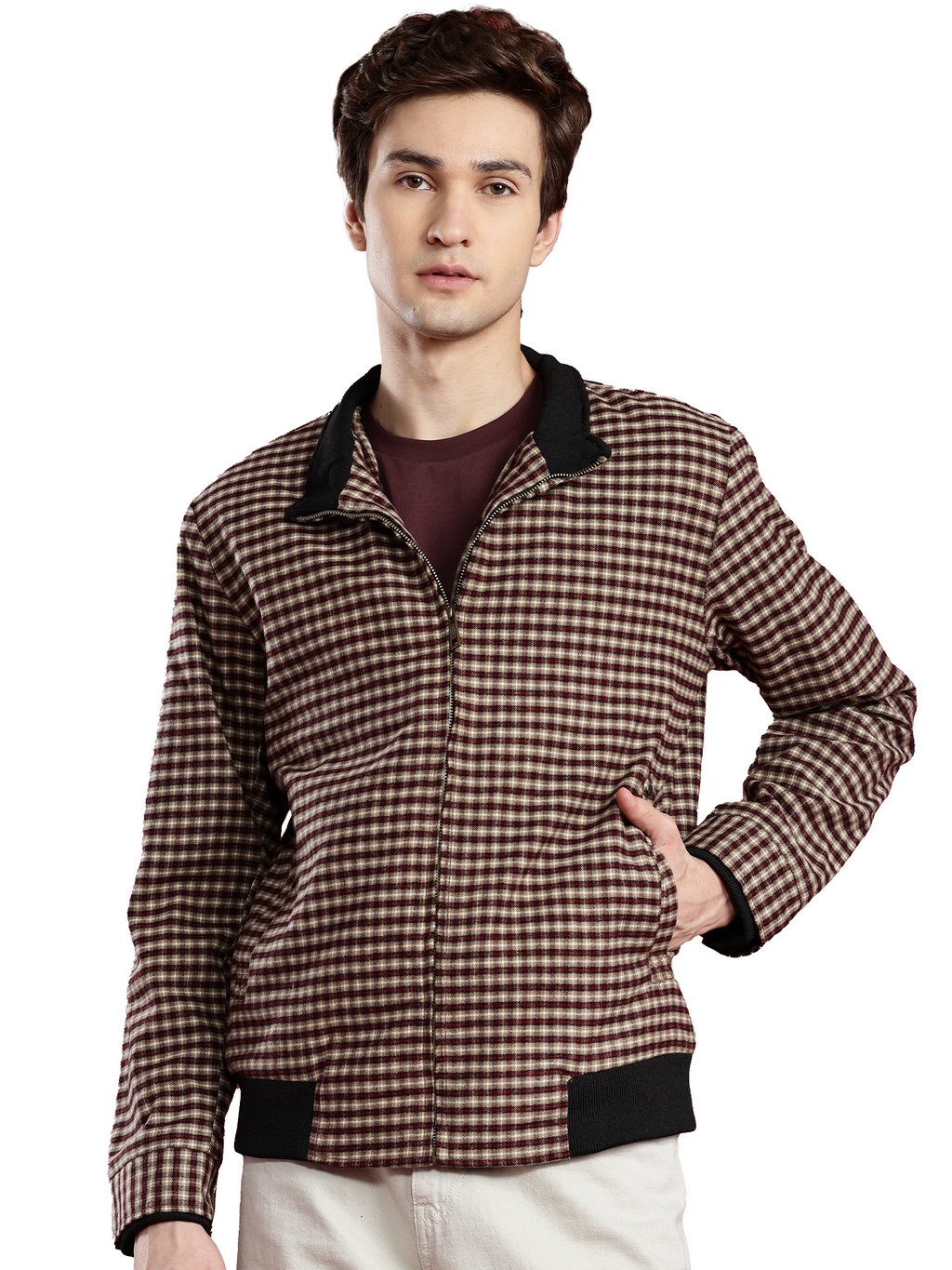 Leather Retail Men's Tweed Biker Jacket ( LRCHECKTD1B )