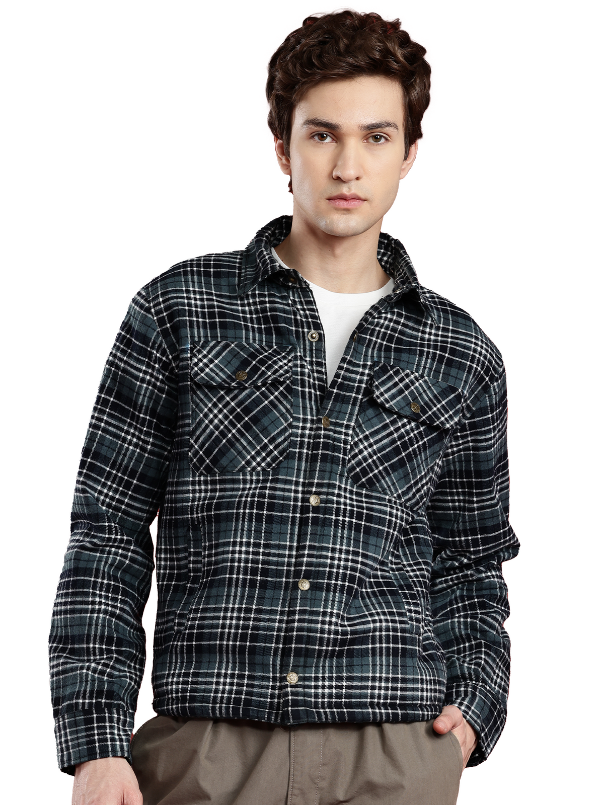 Leather Retail Stylish Green Plaid Multicoloured Tweed Jacket