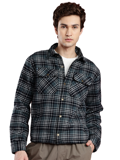 Leather Retail Stylish Green Plaid Multicoloured Tweed Jacket