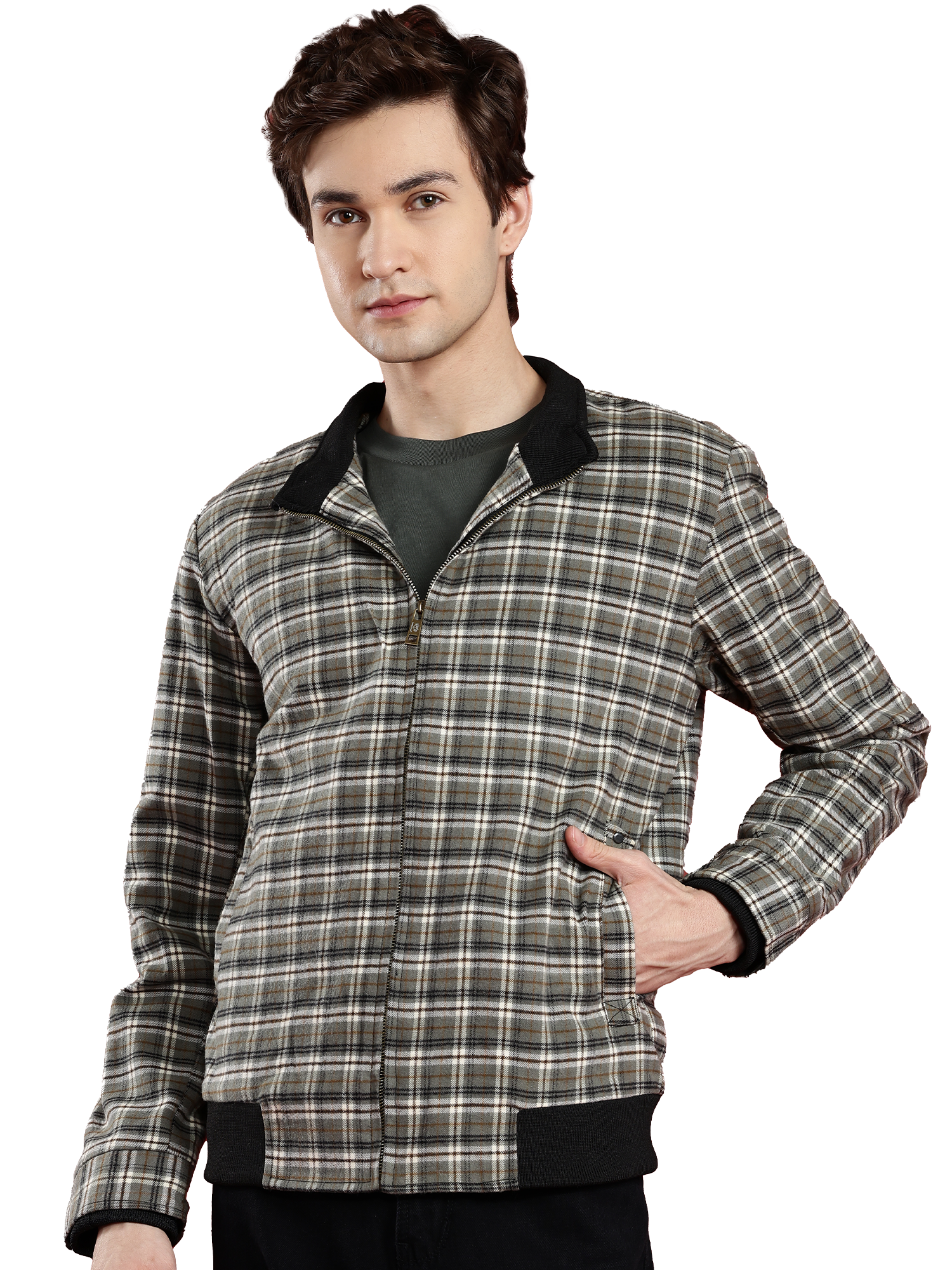 Leather Retail Men's Tweed Biker Jacket ( LRCHECKTD1E )