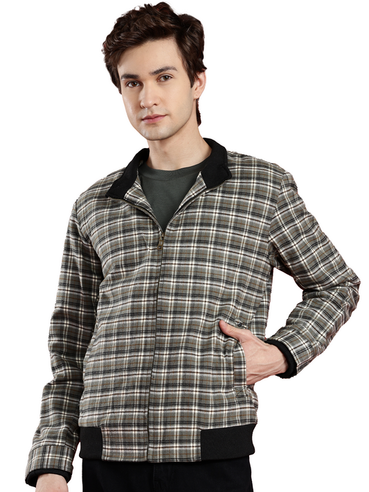 Leather Retail Men's Tweed Biker Jacket ( LRCHECKTD1E )