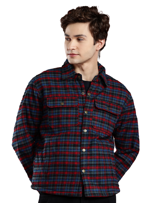 Leather Retail Vibrant Red and Blue Check Multicoloured Tweed Jacket ( LRCHECKTD2H )