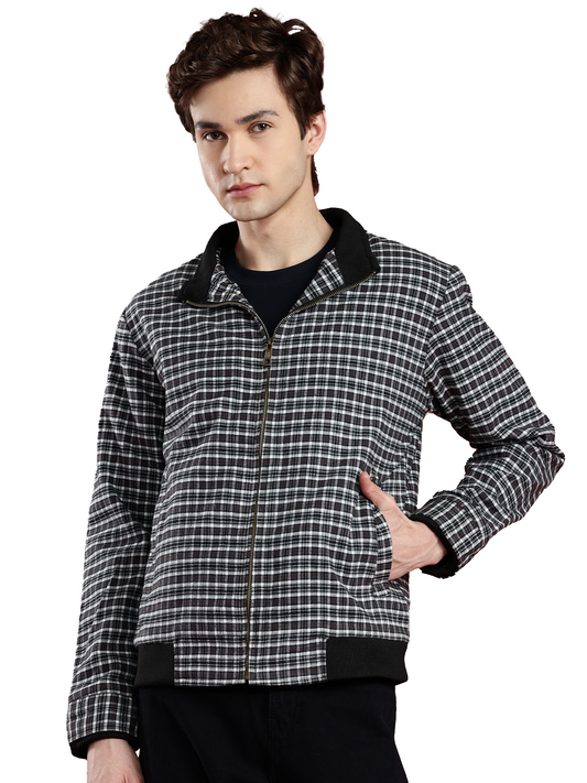 Leather Retail Men's Tweed Biker Jacket ( LRCHECKTD1D )